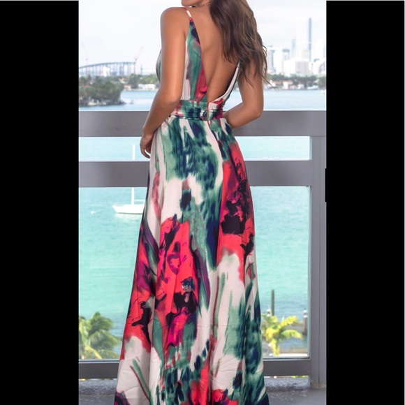 Coral marble maxi dress Clearance